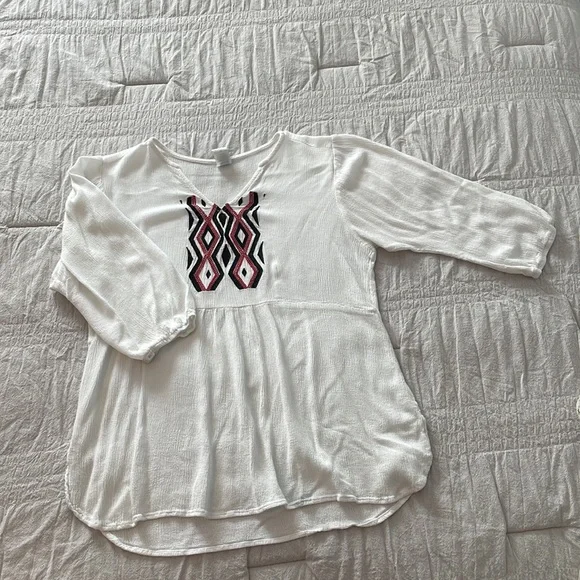 Buttons Boho 3/4 Sleeve Peasant Top - Picture 5 of 10